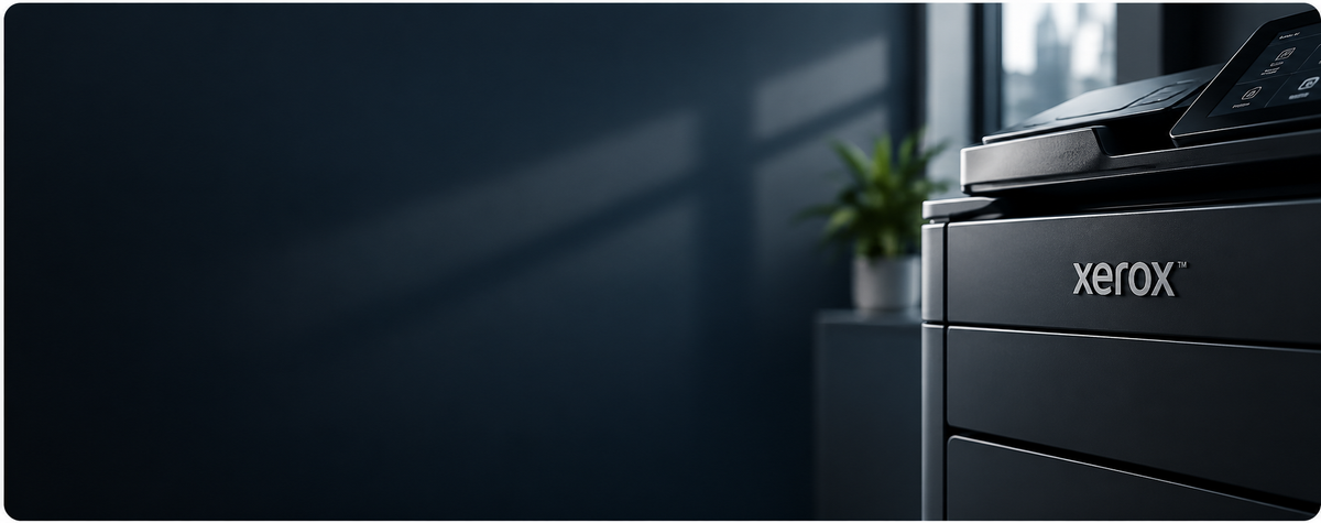 Dark Xerox printer in modern business office